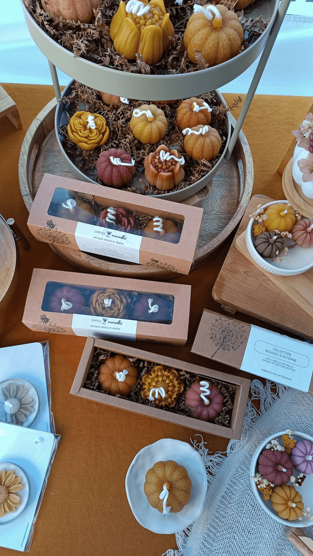 Collection Bougies d'Automne – 3 Bougies Artisanales en Cire d’Abeille