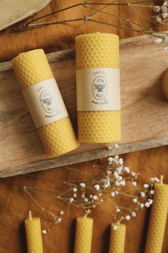 Bougies piliers en cire d'abeille