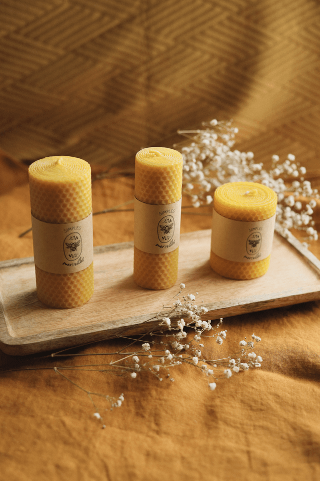 Bougies piliers en cire d'abeille