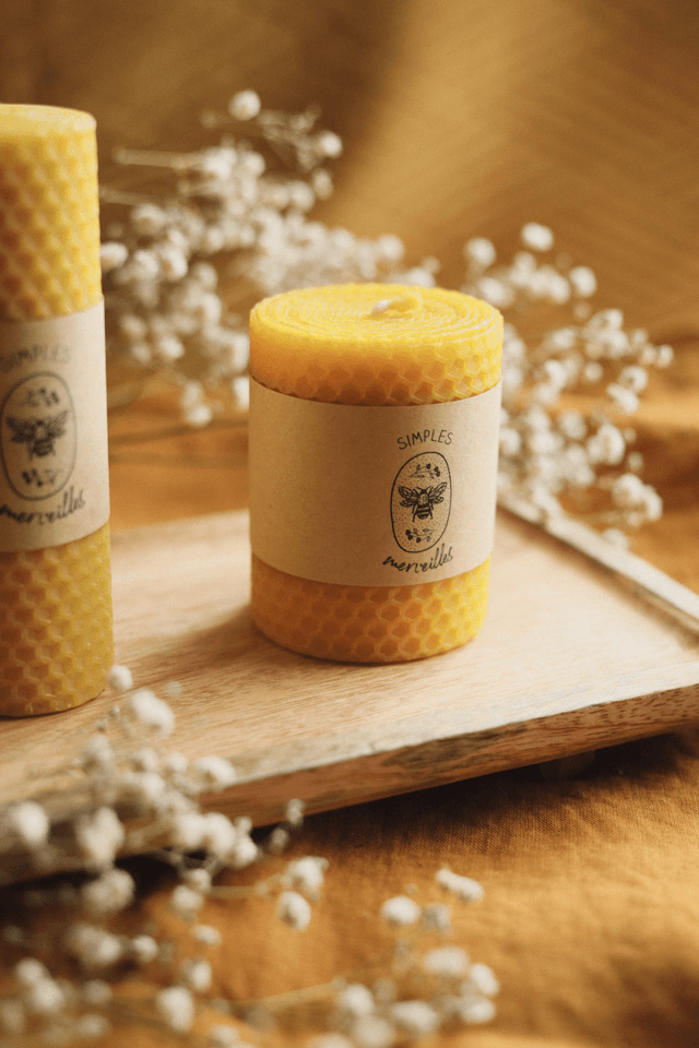 Bougies piliers en cire d'abeille