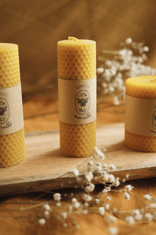 Bougies piliers en cire d'abeille