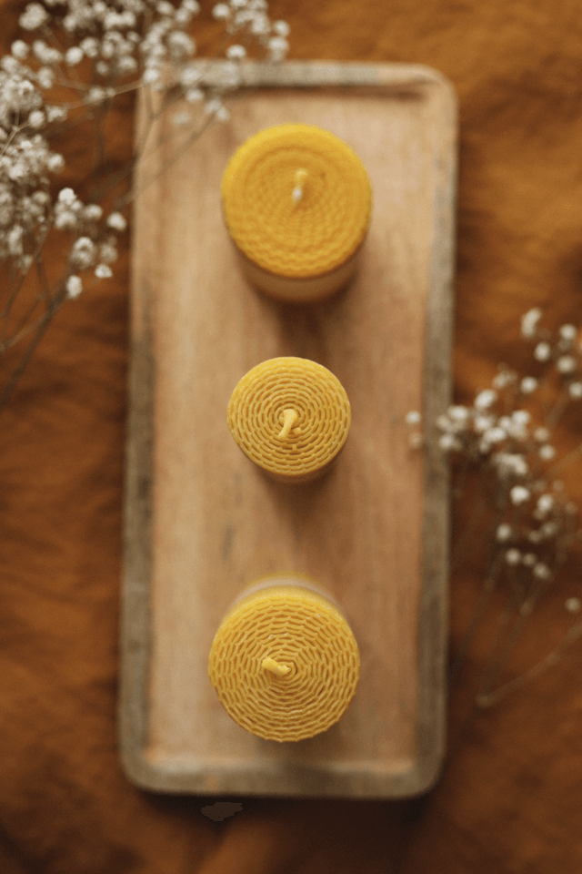 Bougies piliers en cire d'abeille