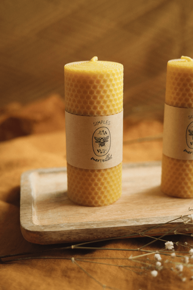Bougies piliers en cire d'abeille